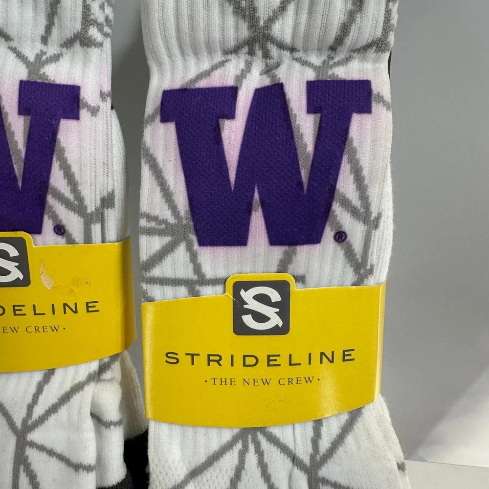 Lot Of 2 Strideline Washington Huskies Strapped Fit Socks Multicolor SZ 9-12 NWT